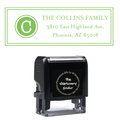 Circle Initial with Address Rectangular Self-Inking Stamper
